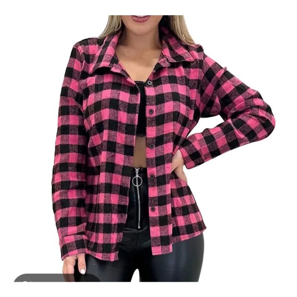 Riders by Lee Women Plaid Flannel Long Sleeve Button-Up Shirt Multicolor Size L